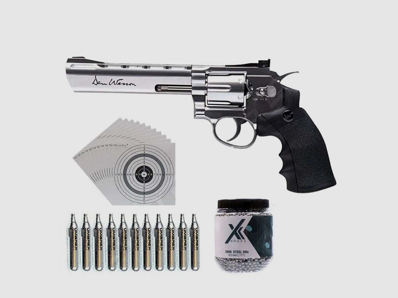 Dan Wesson CO2 revolver 6 inch kaliber 4,5 mm staal BB's - set