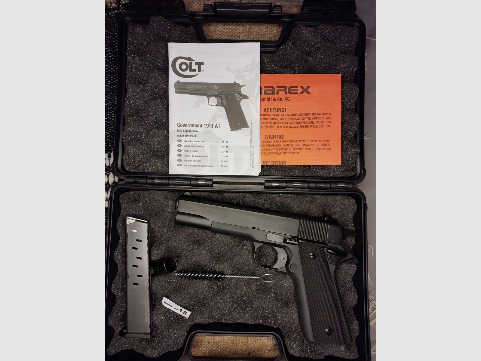 Colt Government 1911 A1 Schreckschuss Pistole 9mm P.A.K. (PTB 774) neuwertig!
