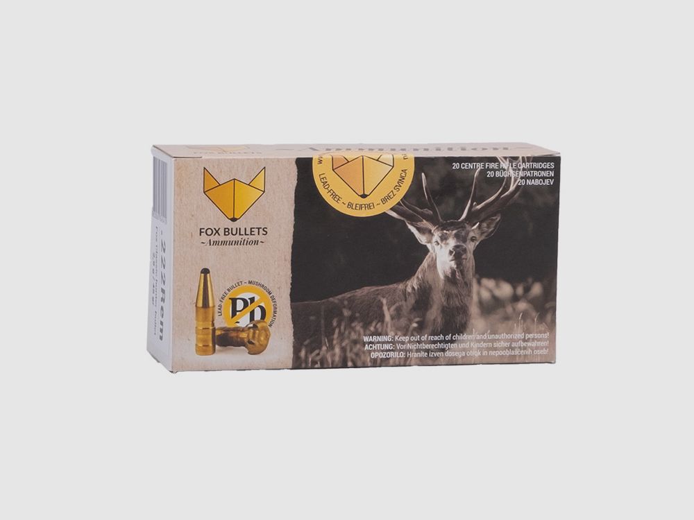 Fox-Bullets .222 Rem. Hunter Classic 2,9g/45gr Büchsenpatronen Bleifrei