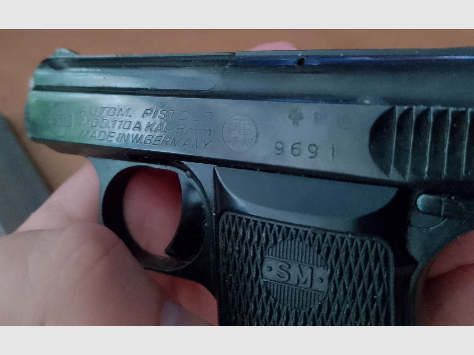 Seltene Rhöner SM 110A Kal. 8 mm Knall im PTB 45-69 von 1969!