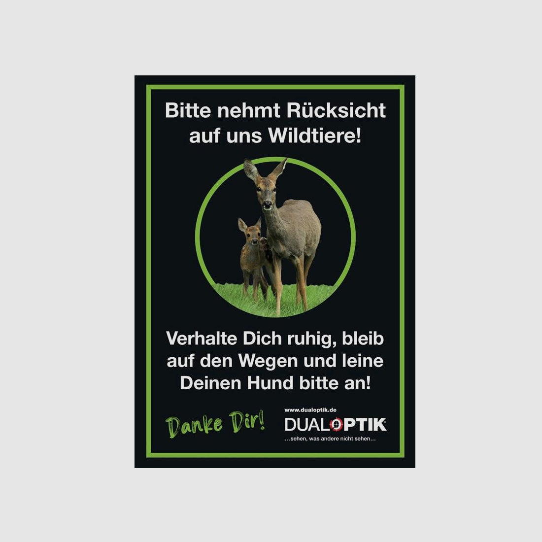 Waarschuwingsbord: Aandacht voor wilde dieren!