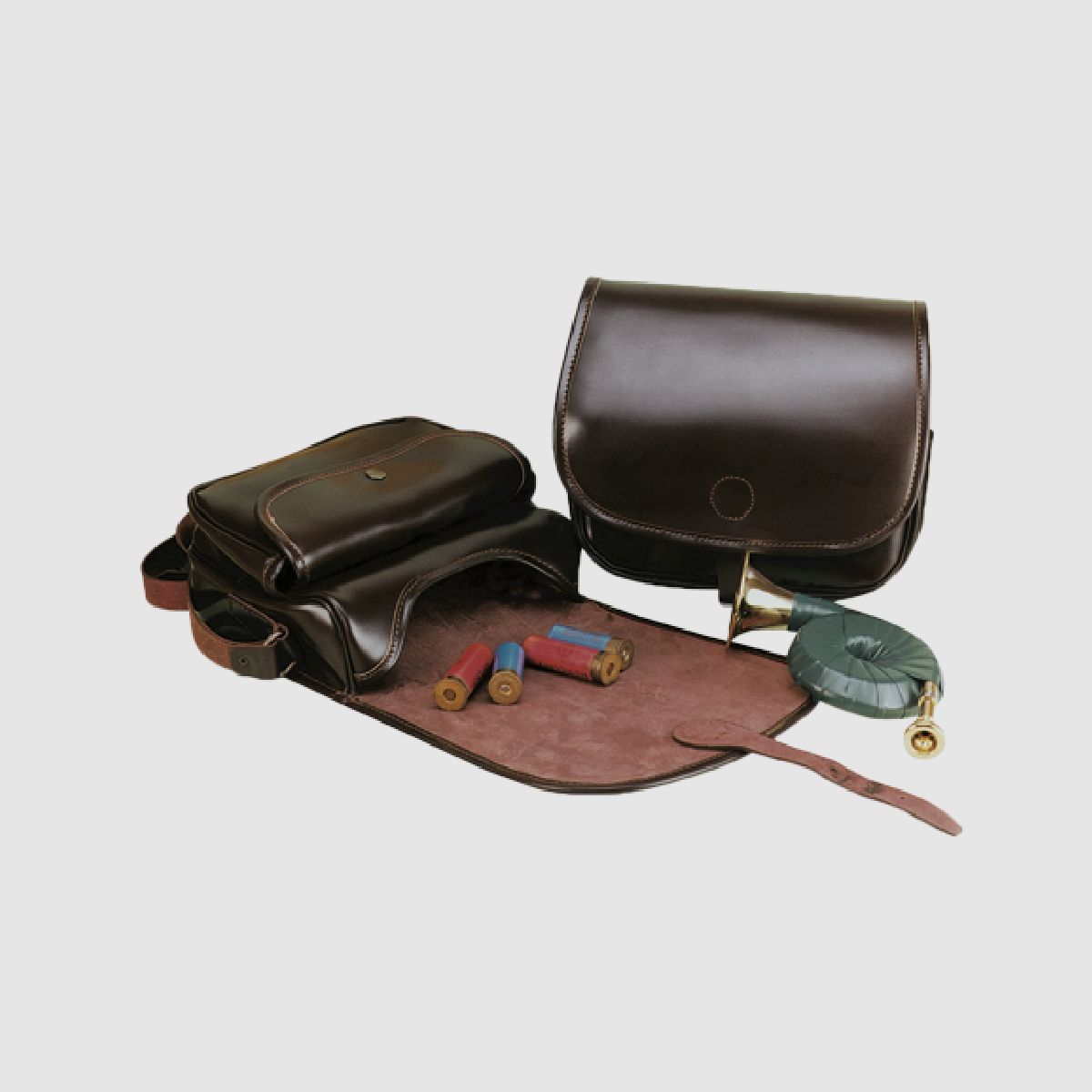 JAGDTASCHE Classik aus Rindleder Braun mit Vortasche