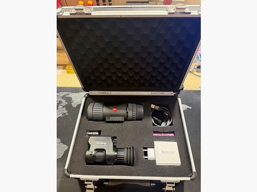 Thermal imaging camera (Leica View) plus clip-on device (Sytong HT66) in case incl battery for the clip-on device and charging cables