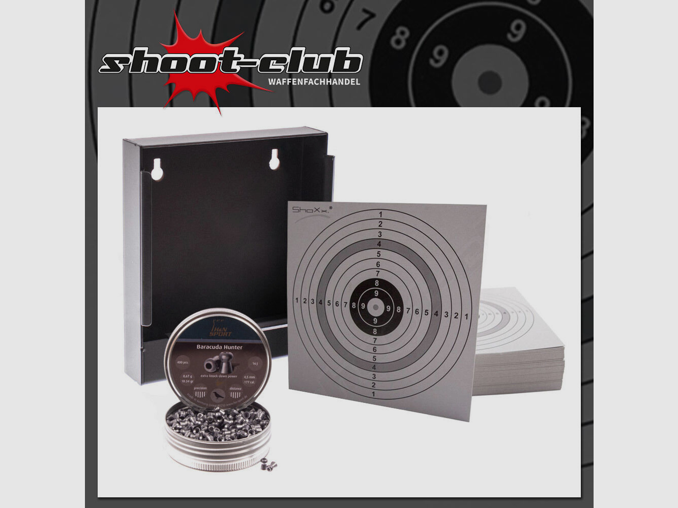 shoot-club GmbH piège à balles + HN Baracuda Hunter Diabolo cal. 4,5 mm +