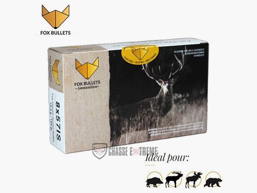 20 Cartouches FOX BULLETS Cal 8X57IS 160Gr Fox Classic Hunter