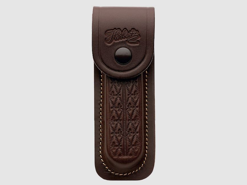 Lederetui braun mit Muster für Heftlänge 13cm, schmal schlank