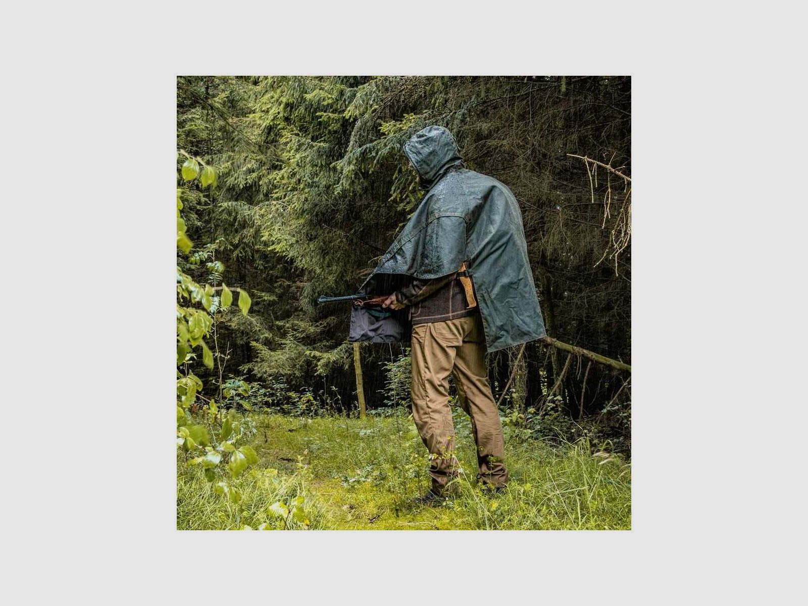 WALDKAUZ Regencape "Wassermann" aus Waxcotton, Oliv, Bild 9 von 10