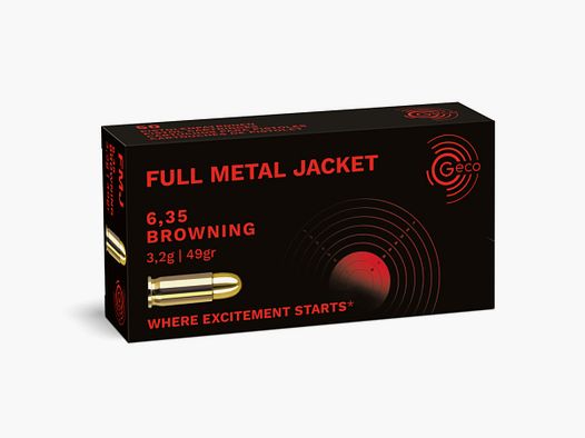 GECO 6,35mm BROWNING 3,2g 49gr Vollmantelgeschoss FMJ BTE50