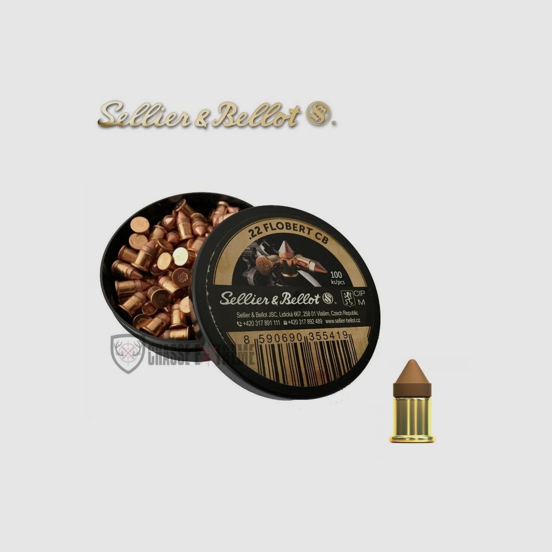 100 Patronen S&B Kal.22 Flobert Cb Bosquette 18gr konisch