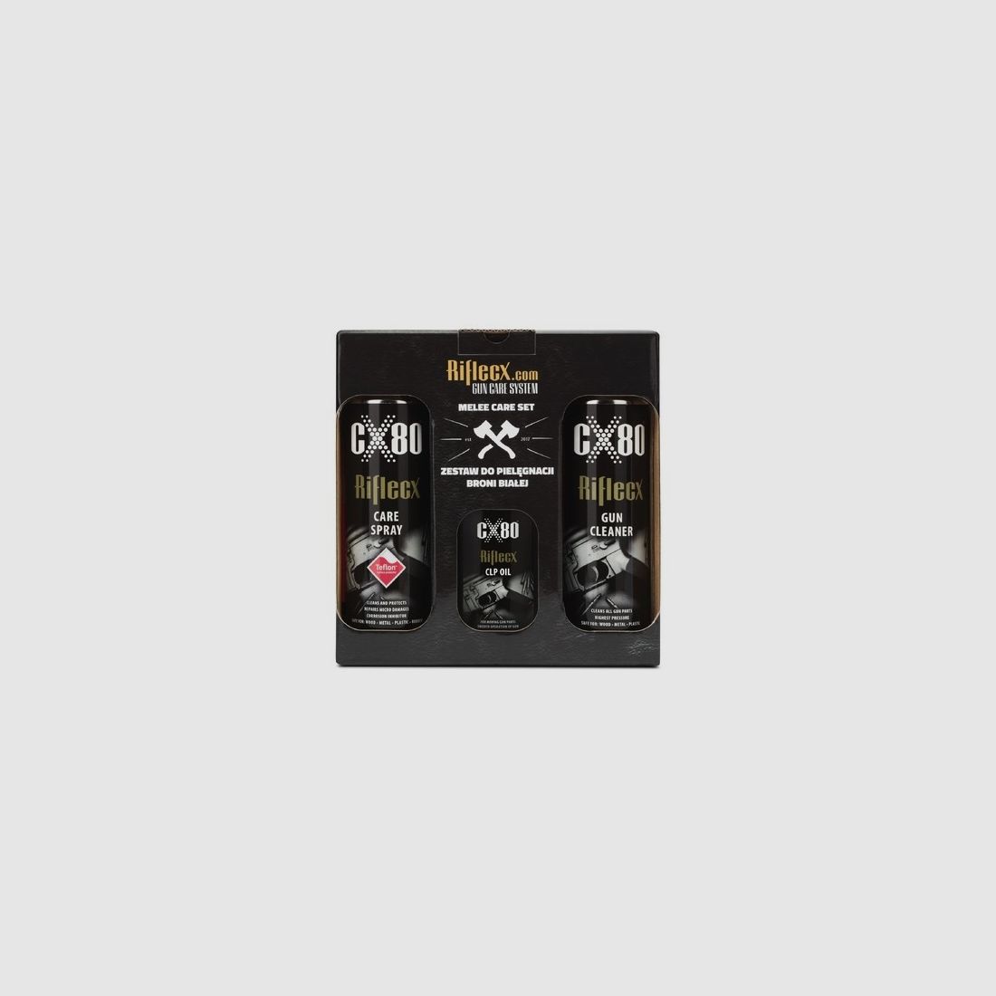 Reinigungsset Riflecx für Waffen, Set aus 3 Produkten