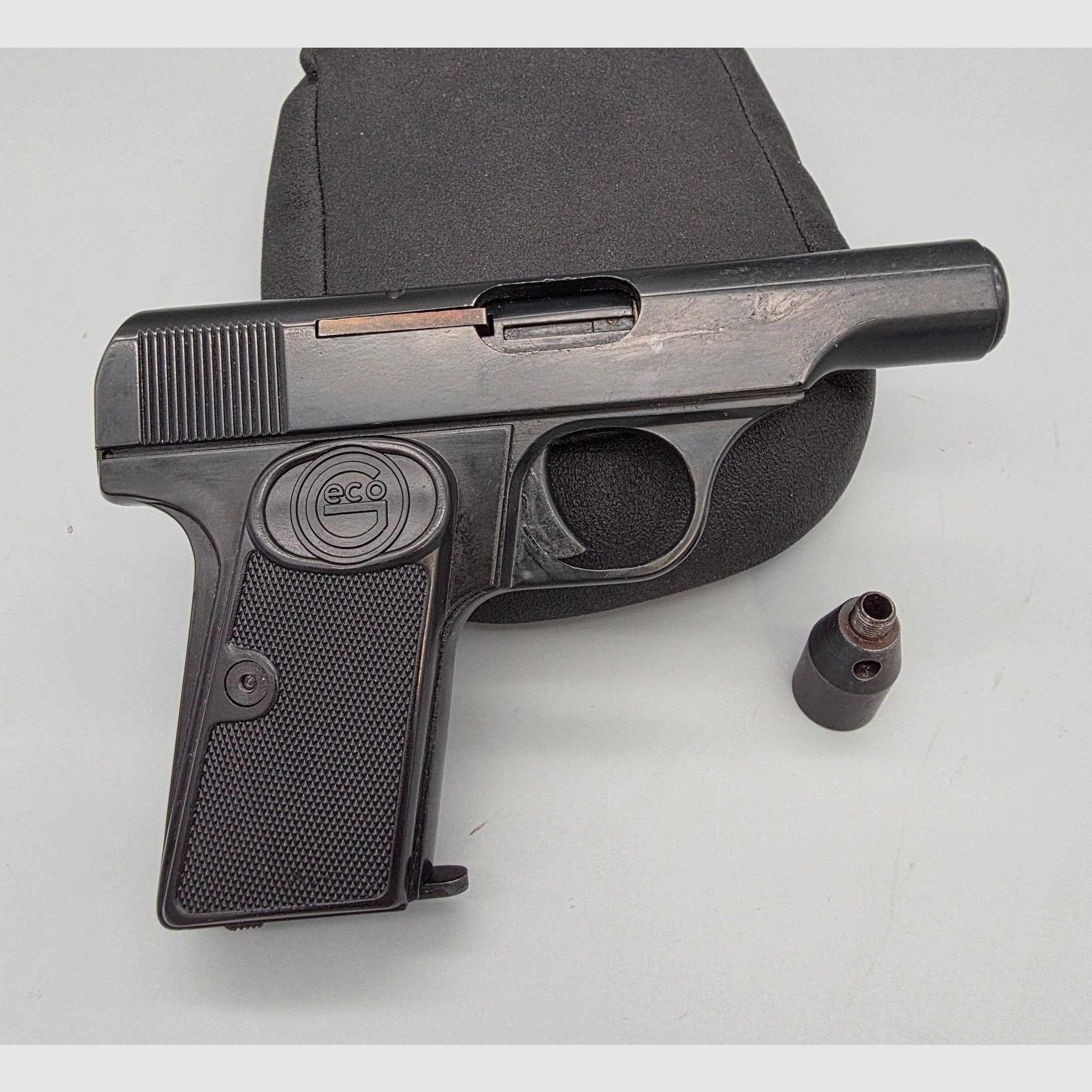 Muy raro coleccionista Geco Mod. 1910 cargador PTB 421 PAK 8mm detonación modelo Browning FN 1910