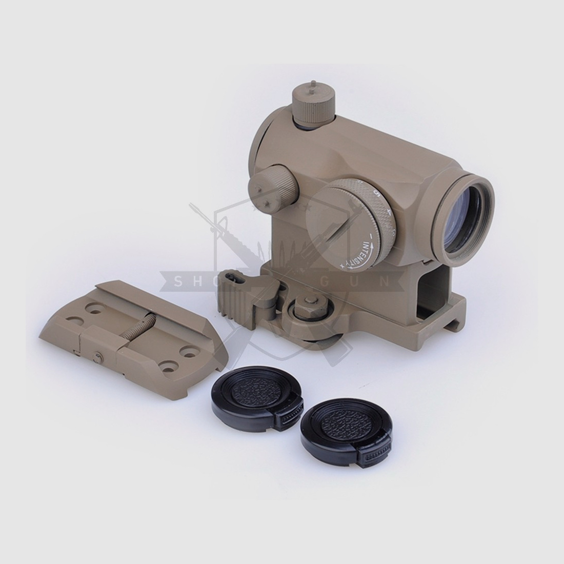 Set: T1 Red/Green Dot -Nachbau mit QD Mount und Lowmount (TAN)