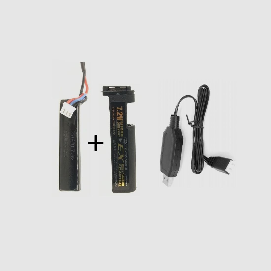 Tokyo Marui "EX Akku Conversion" - mit 550mah 7,4V Lipo Akku für MP7/MAC-10 AEP-MP