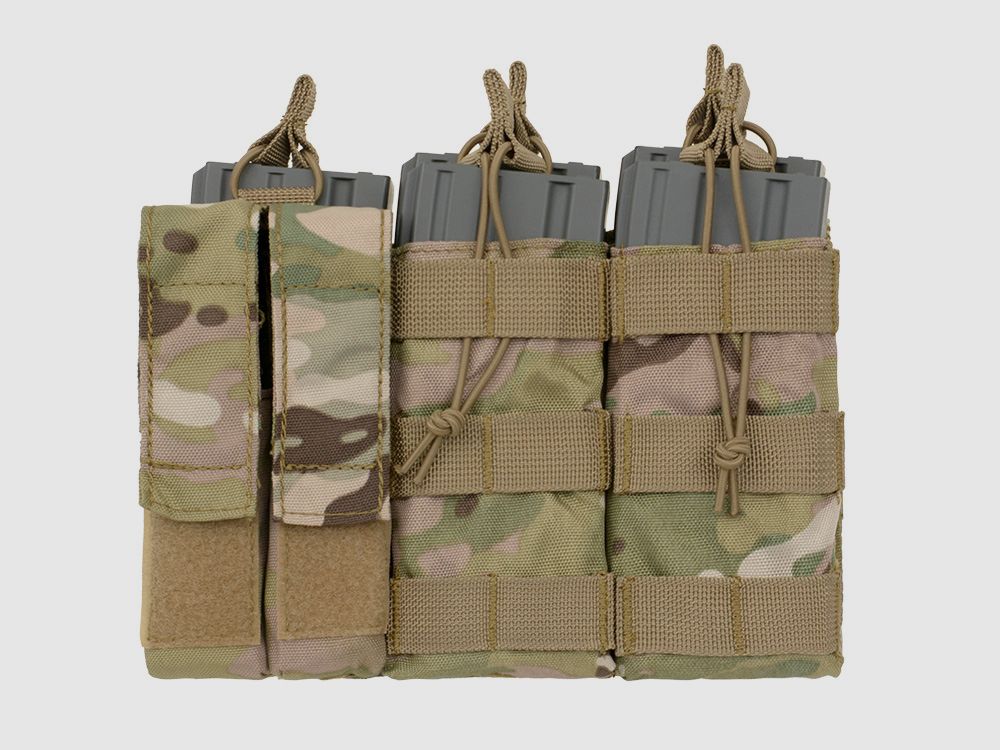 Triple 5.56 Mag/Pistol Pouch Panel (5 plus 2) - Multicamo