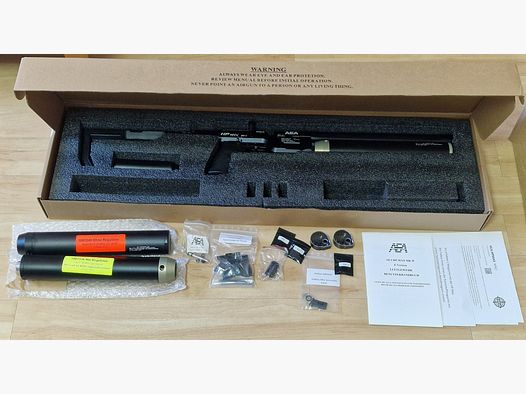 AEA HP Max MK2 con accesorios, silenciador HPMAX, tanques de aire comprimido, cargadores, silenciador