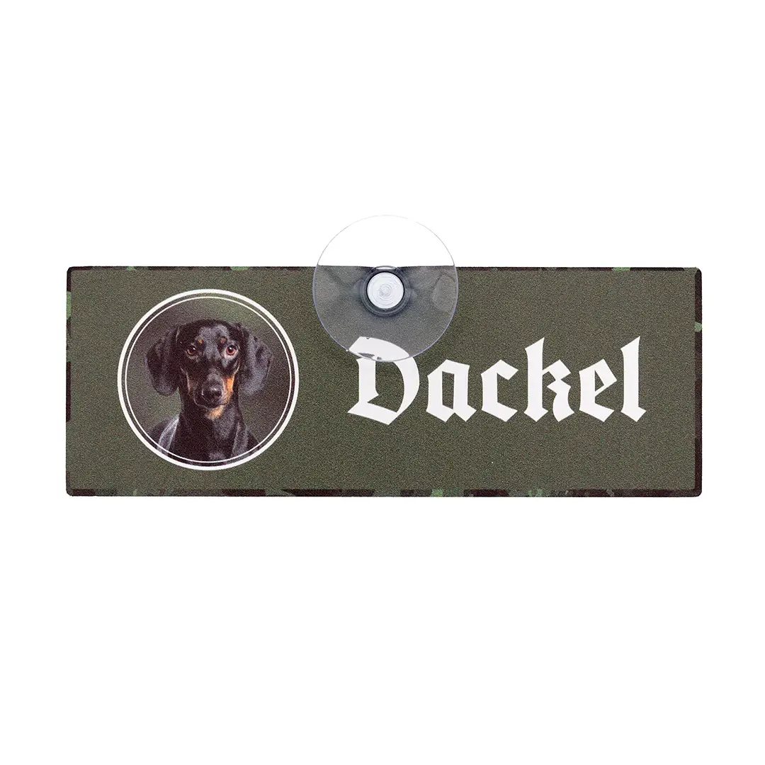 Wild Hilde car sign short-haired dachshund