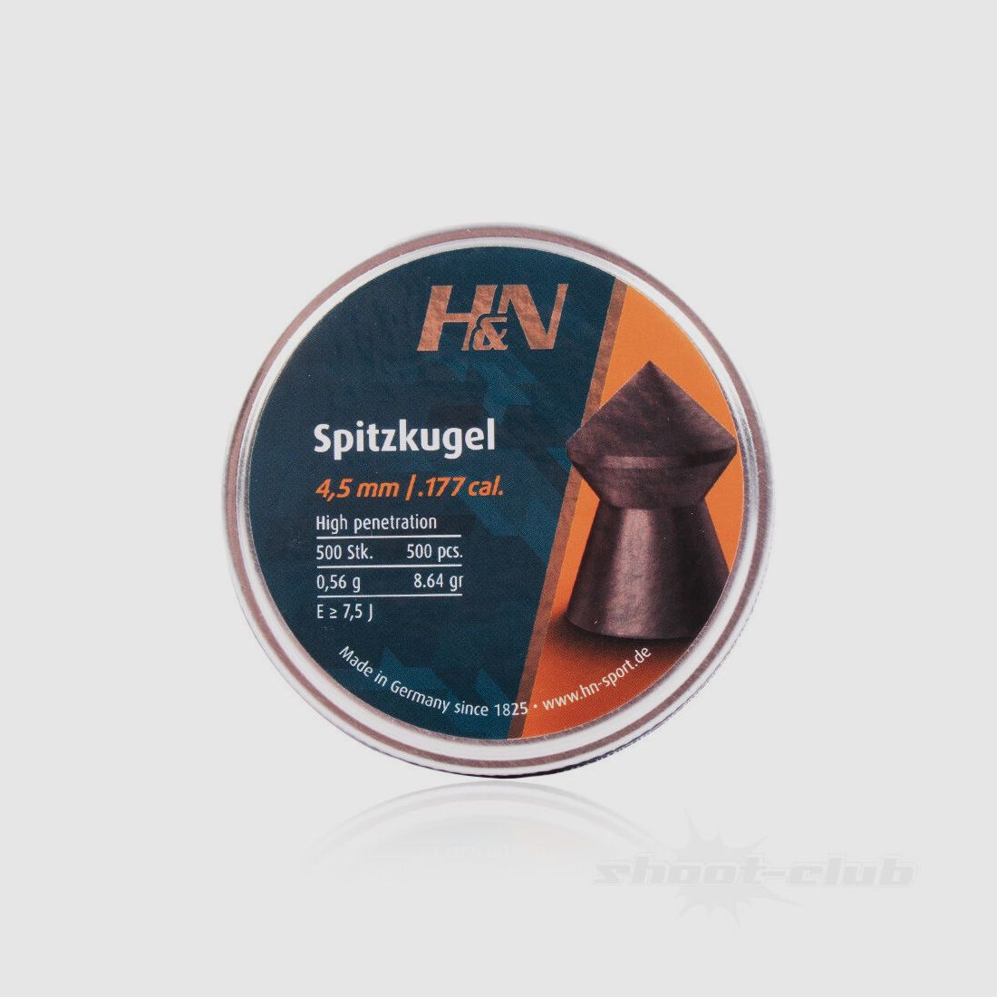 Haendler & Natermann Sport Gmb	 H&N Diabolo Spitzkugeln, glatt - Kal. 4,5mm 500 Stk