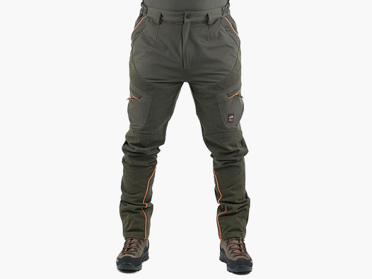 PANTS – MASSERIA – SPANDEX WITH REINFORCEMENTS Olive / Orange Fluo