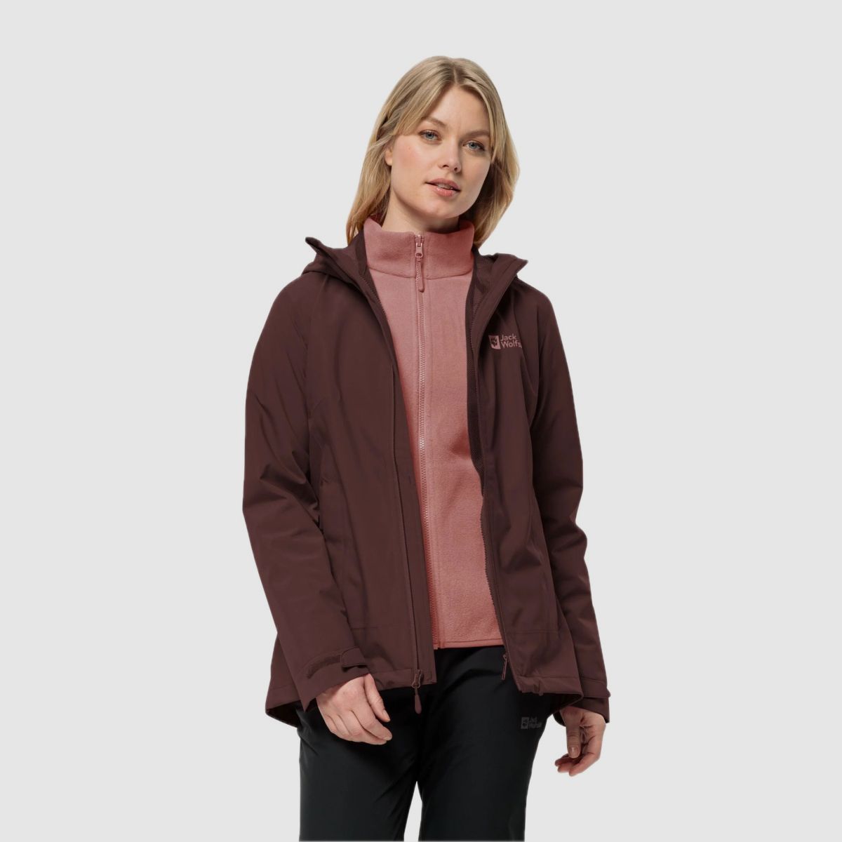 JACK WOLFSKIN Moonrise 3in1 Jas W Donker Maroon