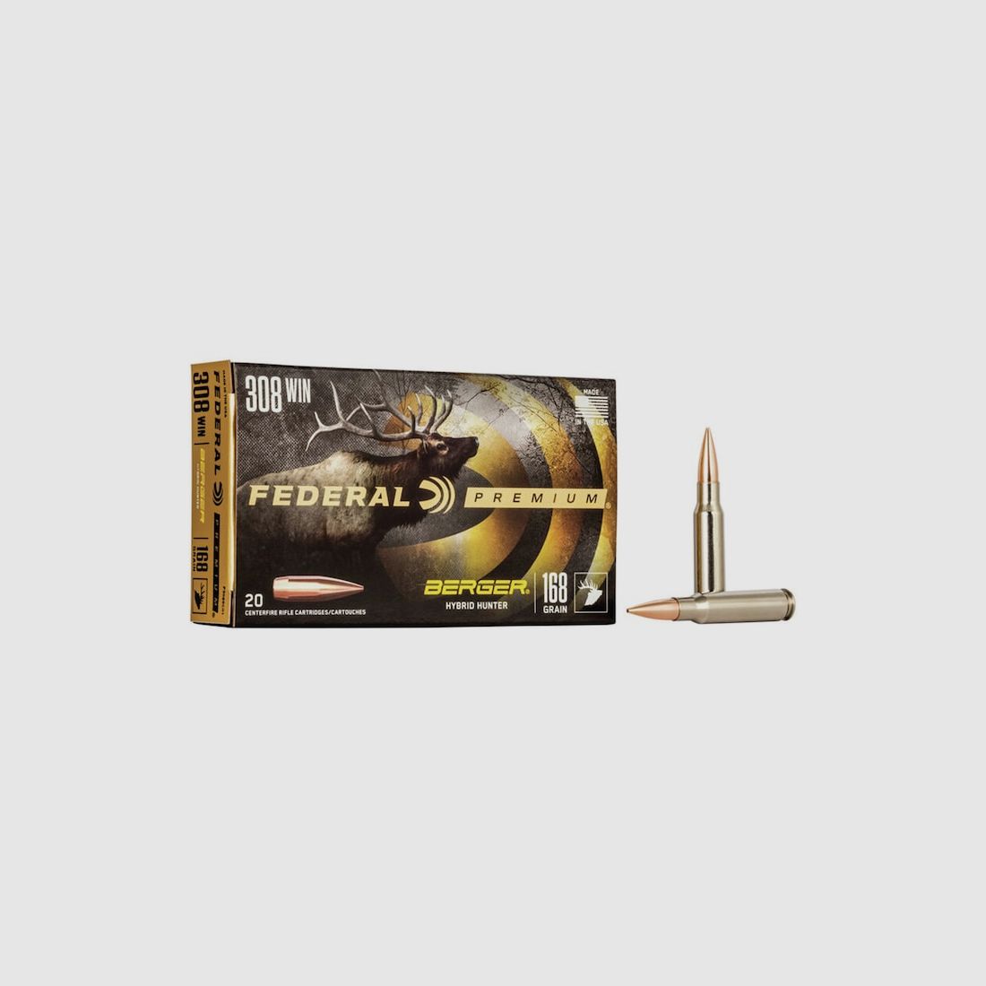Federal Premium Berger Hybrid Hunter .308 Win. 168GR JHP 20 Patronen
