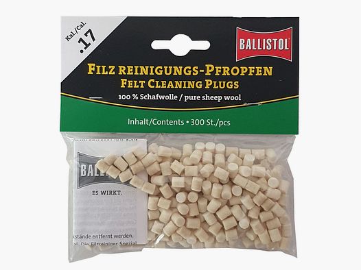 Ballistol vilt reinigingsstoppen klassiek kaliber .17 / 300 stuks.