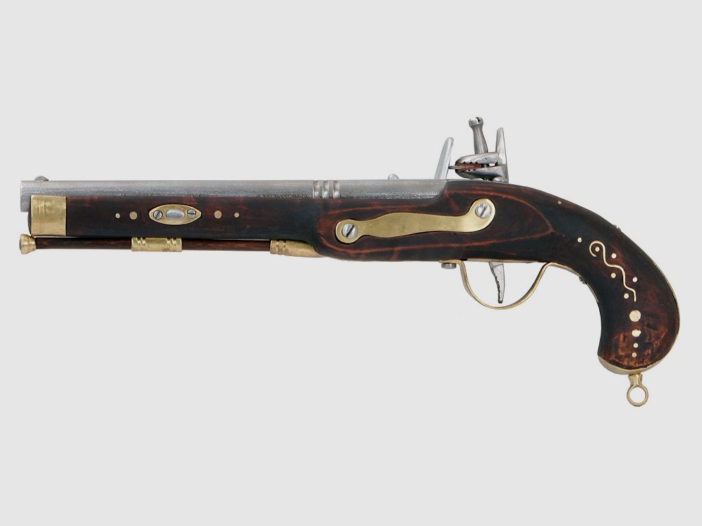 EinzelstĂĽck handgefertigte Deko Steinschloss Vorderladerpistole LĂ¤nge 43 cm