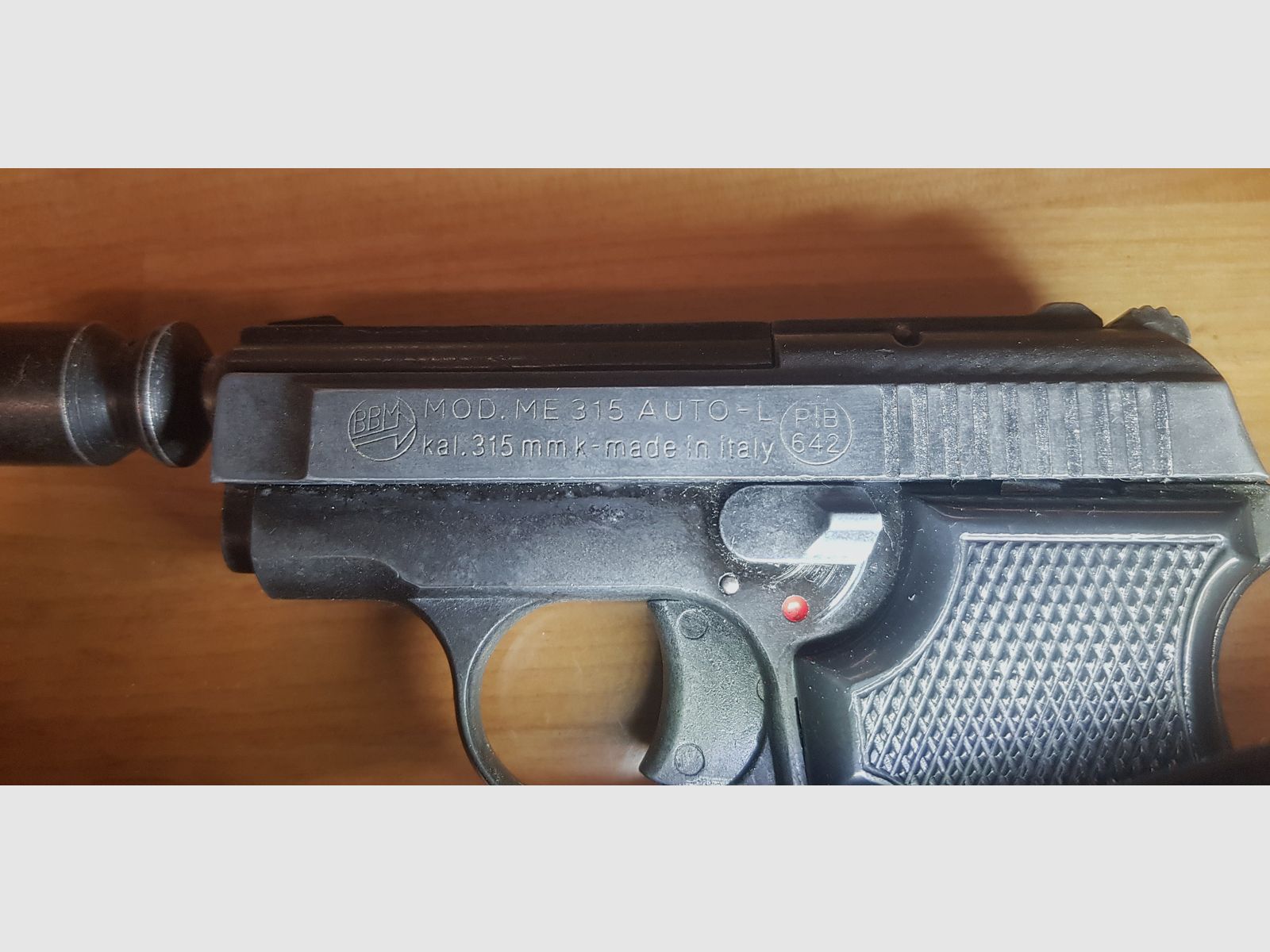 Sammler seltene Schreckschuss Pistole Bruni ME .315 Auto L ähnlich Modell Mini im  Cal. .315 mm K keine Mauser ! PTB 642