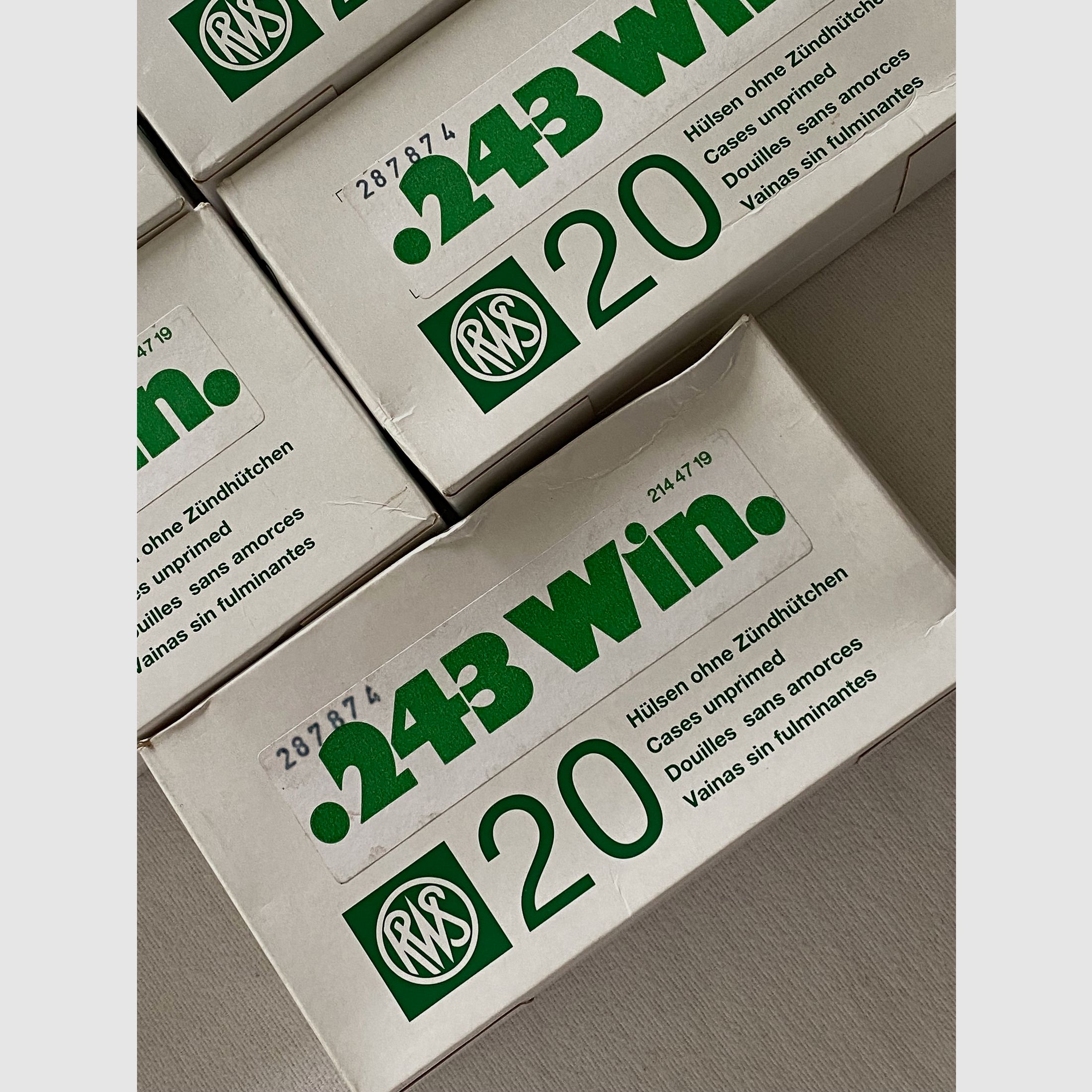 .243 Win. RWS cases without primers 100 pieces