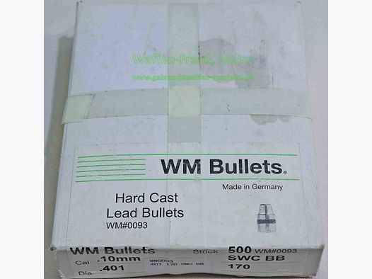 Allemand, fabricant inconnu projectiles FFW en plomb dur 10mm/.401