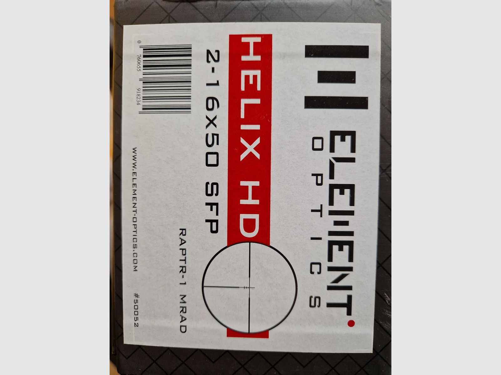 Element Optics Helix HD | 2-16x50 SFP RAPTR-1 MRAD Verlichte kruis - 1⁄10 MRAD