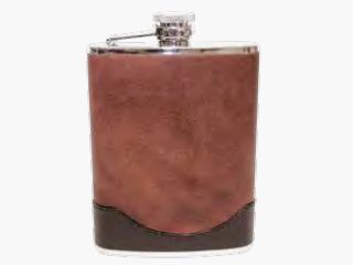 Bouteille de cognac Fritzmann avec étui en cuir marron bicolore 180ml