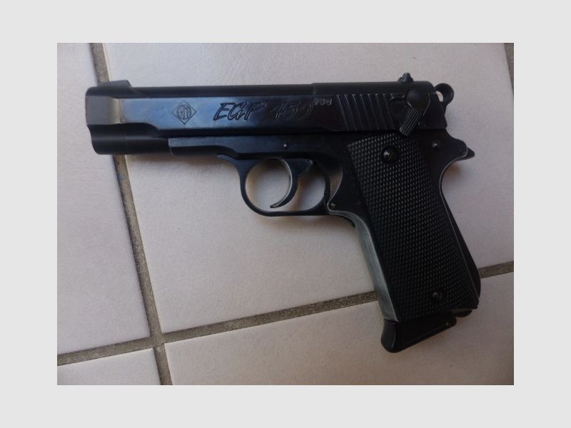ERMA EGP 459 ähnlich Colt Officer’s ACP (1911 Kompakt) Cal. 9mm PAK mit Ovp, Anleitung, Abschussbecher & Bürste sagenhafter Zustand aus Sammlung