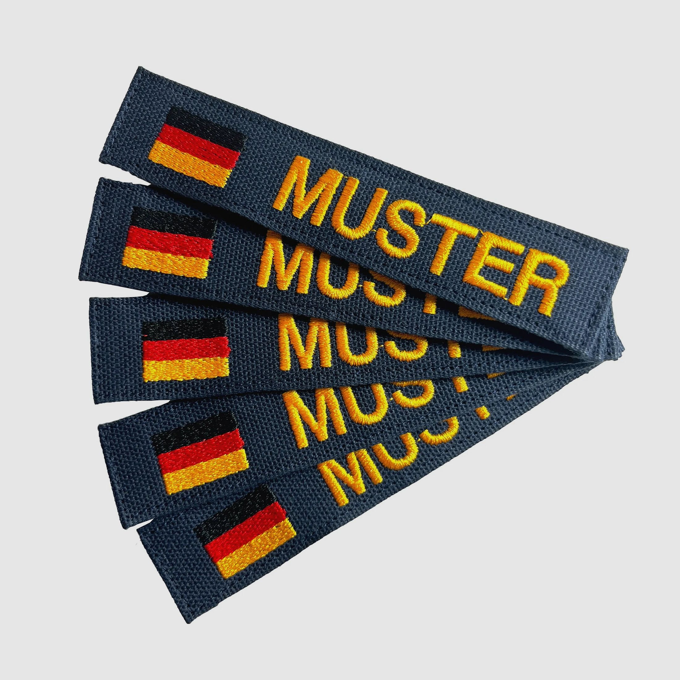ASMC Namensbänder 5er Set DE blau goldfarben