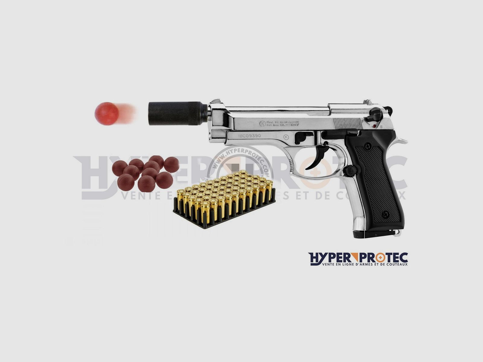 Kimar Mod 92 Auto Verteidigungspaket – Schreckschusspistole – verchromt
