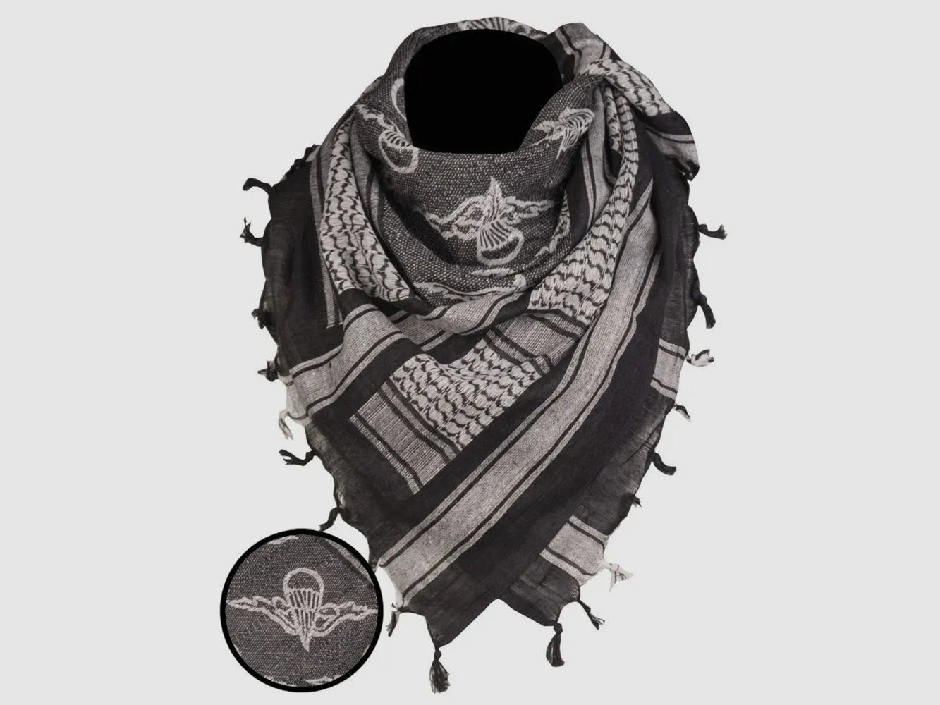 Mil-Tec Mil-Tec Shemagh Paratrooper 110x110 cm schwarz weiß
