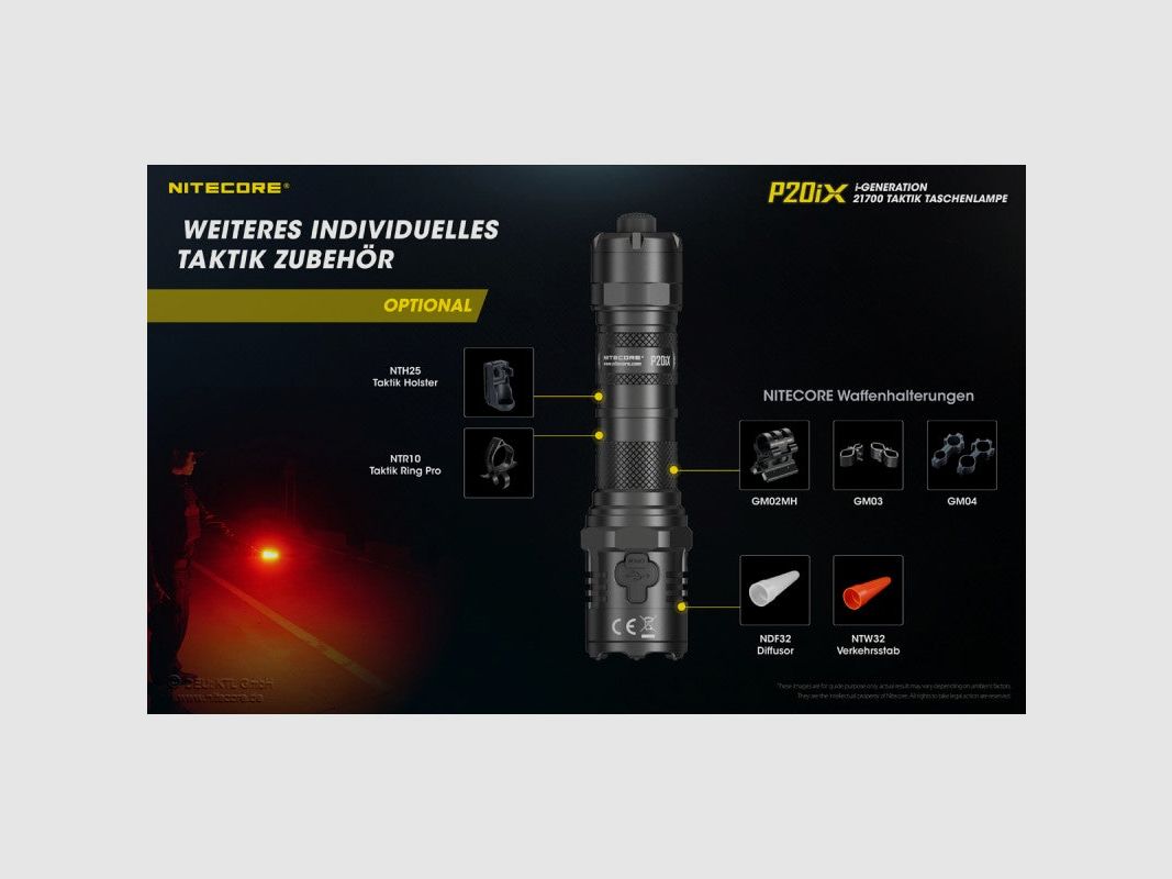 NiteCore® Flashlight P20ix incl. Battery and Holster, image 4 of 11