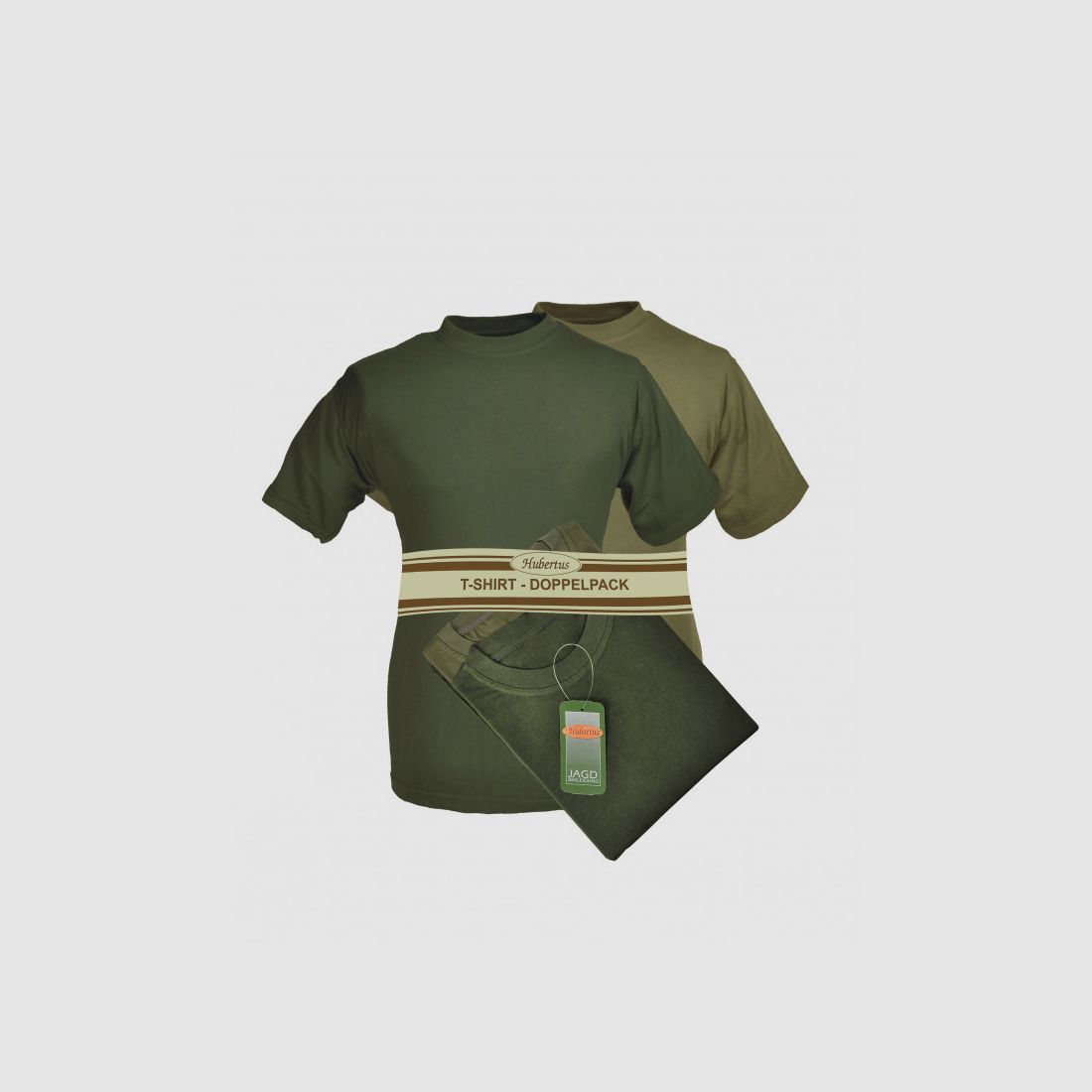 HUBERTUS T-SHIRT DOPPELPACK OLIVE / SCHILF