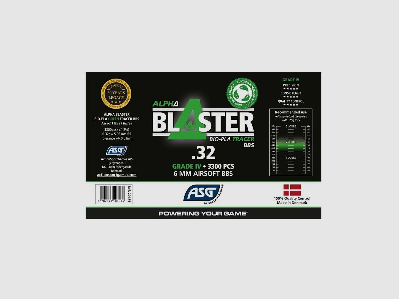 ASG Alpha Blaster Tracer 3300 Stk 6mm BB / 0,32 g / BIO / Grün, Bild 3 von 3