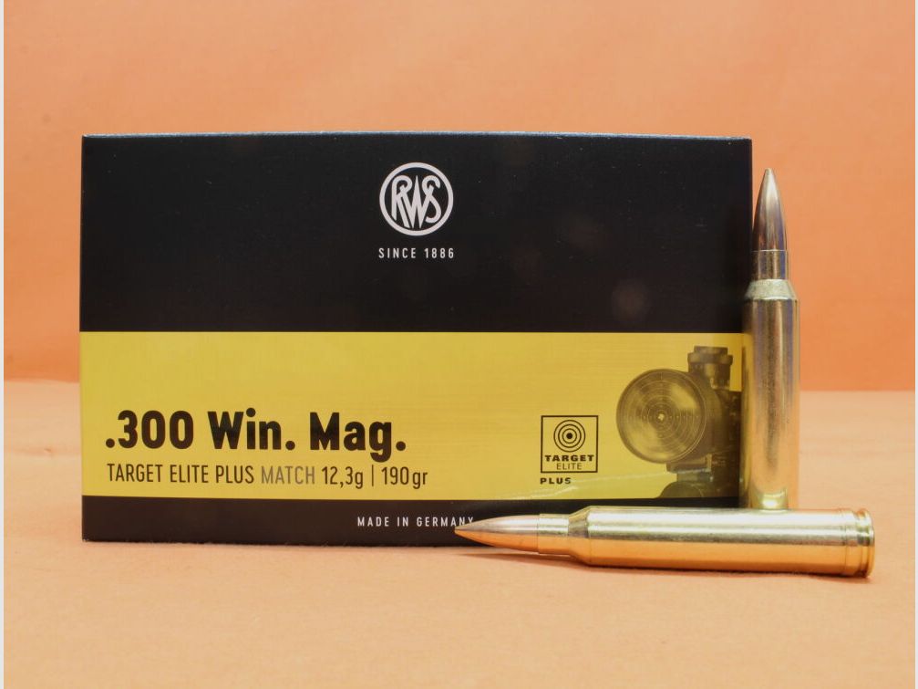 RWS Patrone .300WinMagnum RWS 190grs HPBT (2403866) VE 20 Patronen (Target Elite Plus)/ 12,3g Hohlspitz-Match