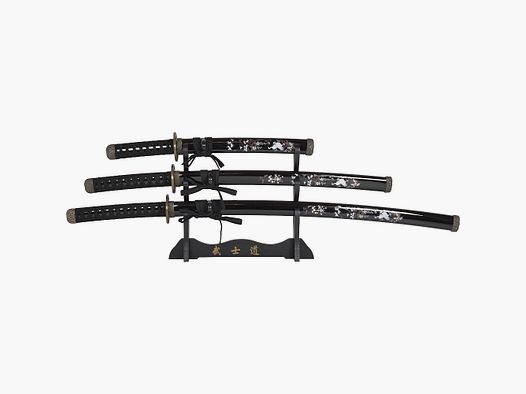 Samurai Sword Set black 4 pcs.
