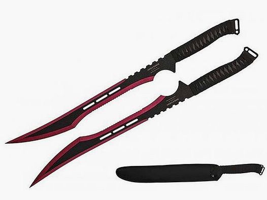 Ninja Schwerter Set schwarz-rot mit Scheide