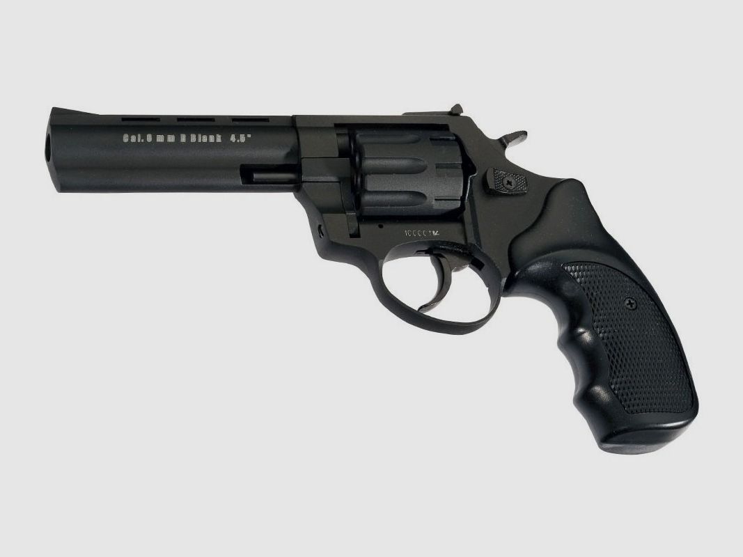 ZORAKI R1 4.5" Black 9mm R.K. blank firing revolver in the style of classic Smith & Wesson revolvers
