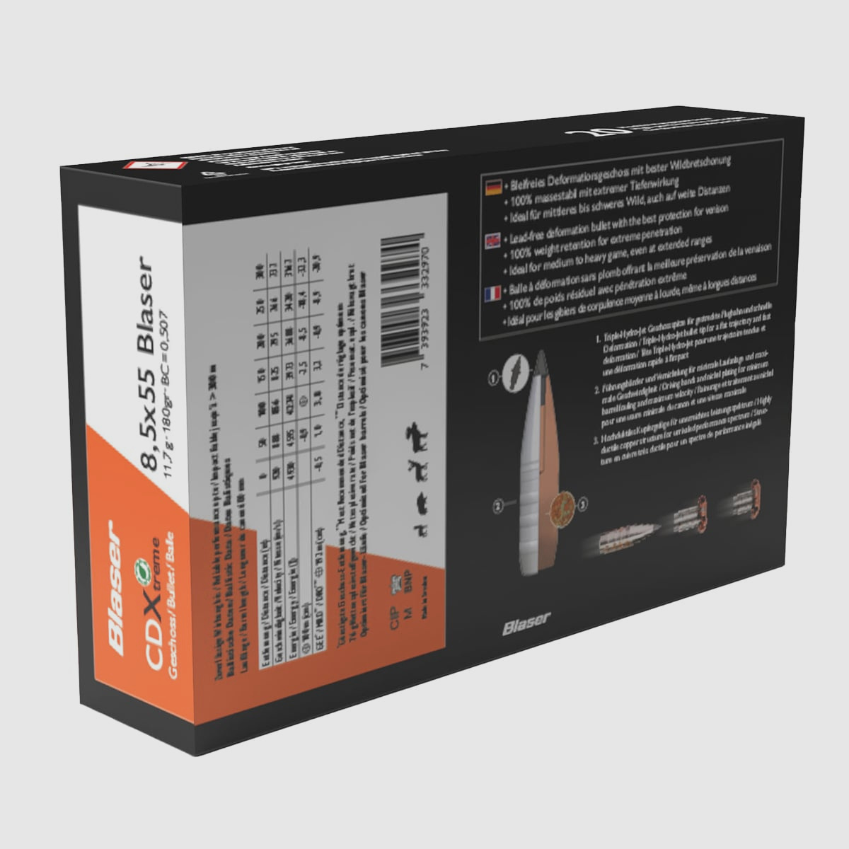 Blaser 8,5×55 Blaser CDX 11,7g 180gr bleifrei