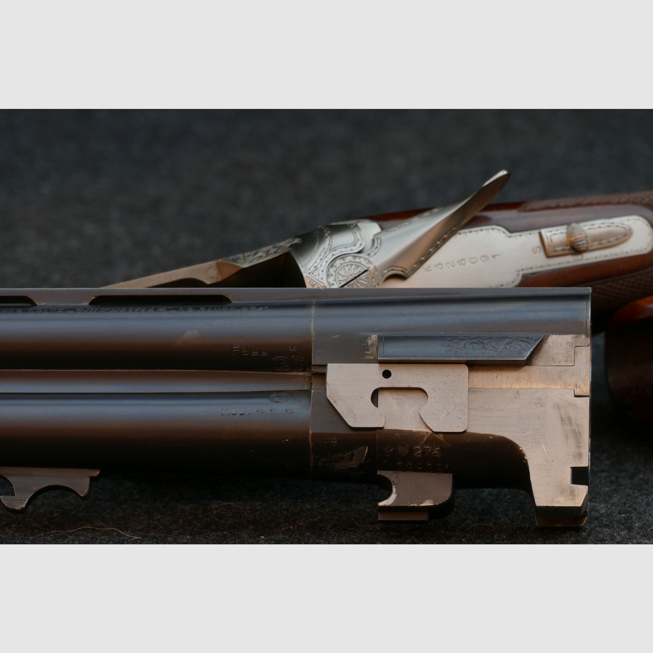 Winchester Super Grade – 12/70, Bockdoppelflinte, Schrankwaffe, Top Zustand