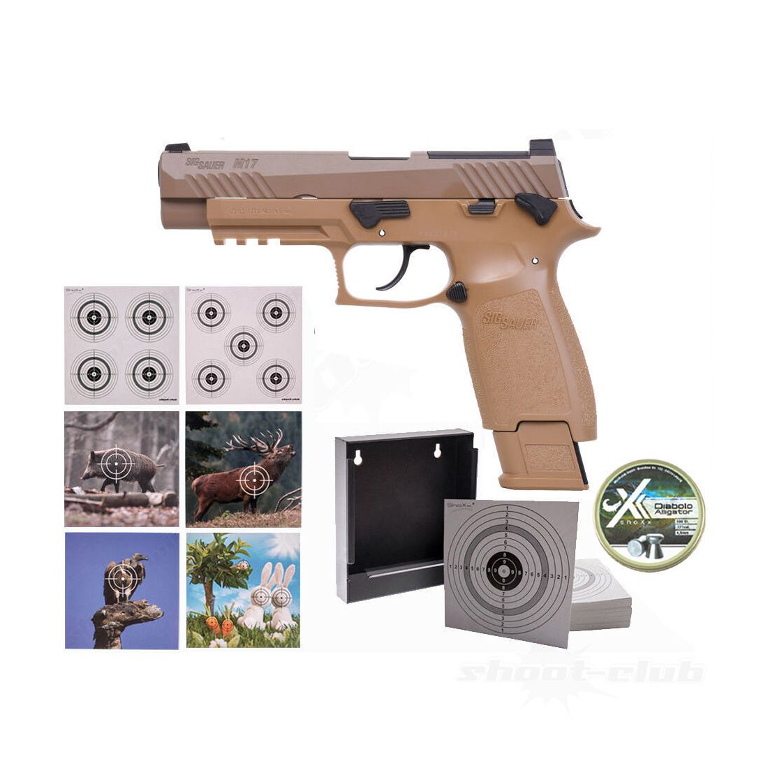 Sig Sauer P320-M17 CO2 Pistole 4,5mm Diabolos im Zielscheiben-Set