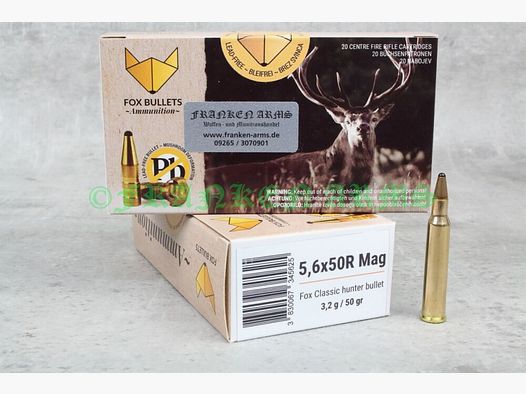 FOX Bullets Classic Hunter 5,6x50R Mag. 50gr. 3,2g 20 Stück Staffelpreise