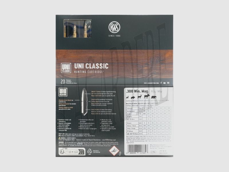 RWS UNI CLASSIC 11,7G/180GR (PATRONE)