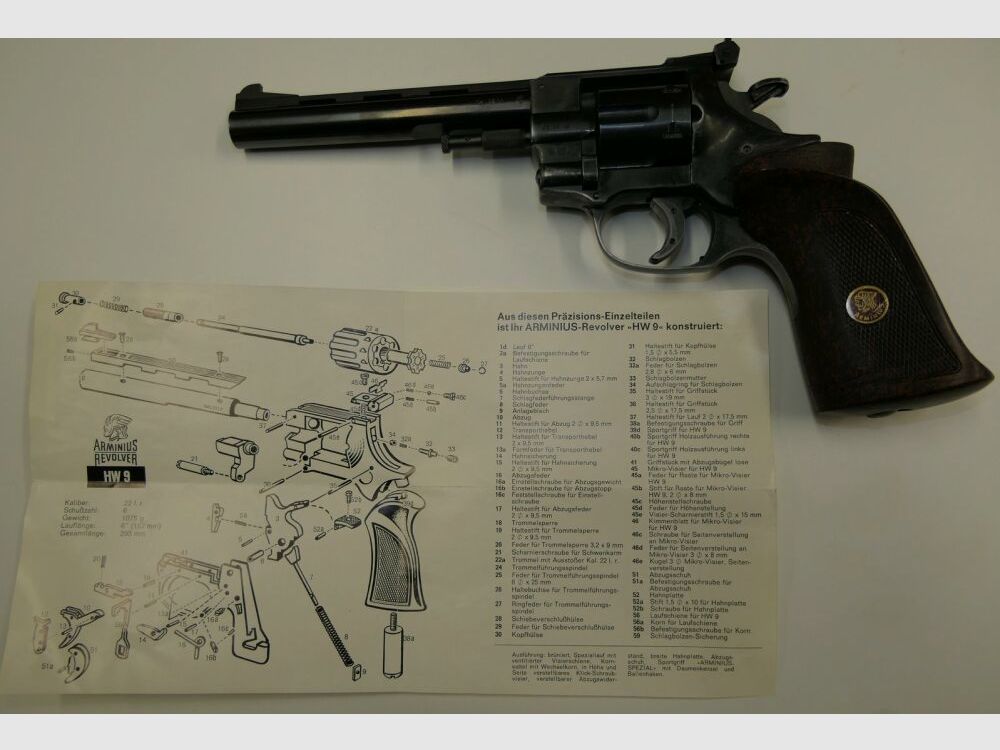 Incense Revolver WEIHRAUCH Arminius HW9 in caliber .22 L.R.