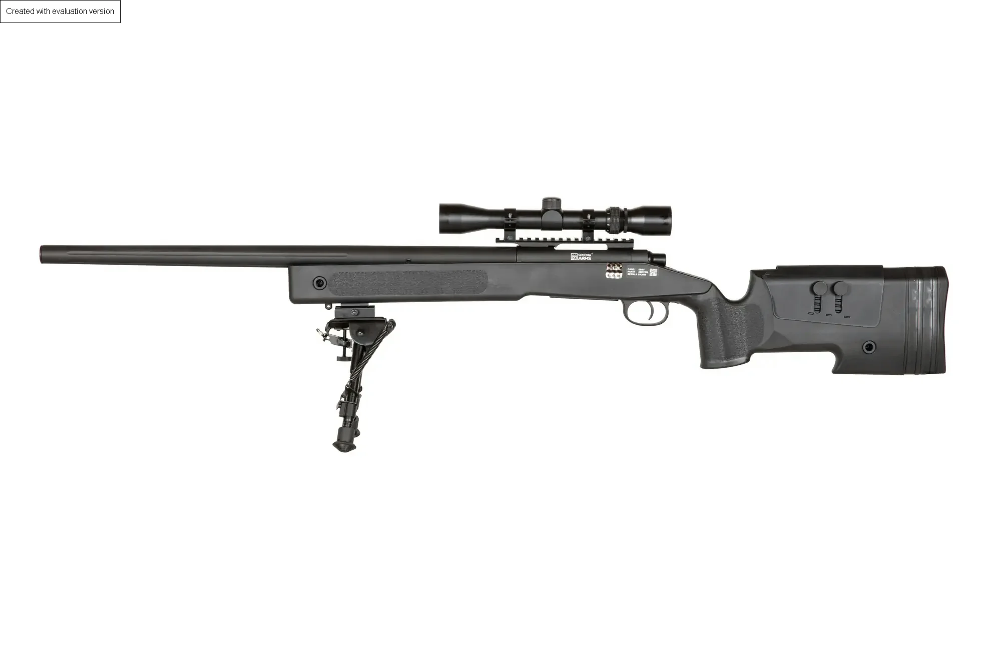 ASG-scherpschuttersgeweer SPECNA ARMS SA-S02 CORE High Velocity met richtkijker en tweepoot – Zwart, afbeelding 2 van 24