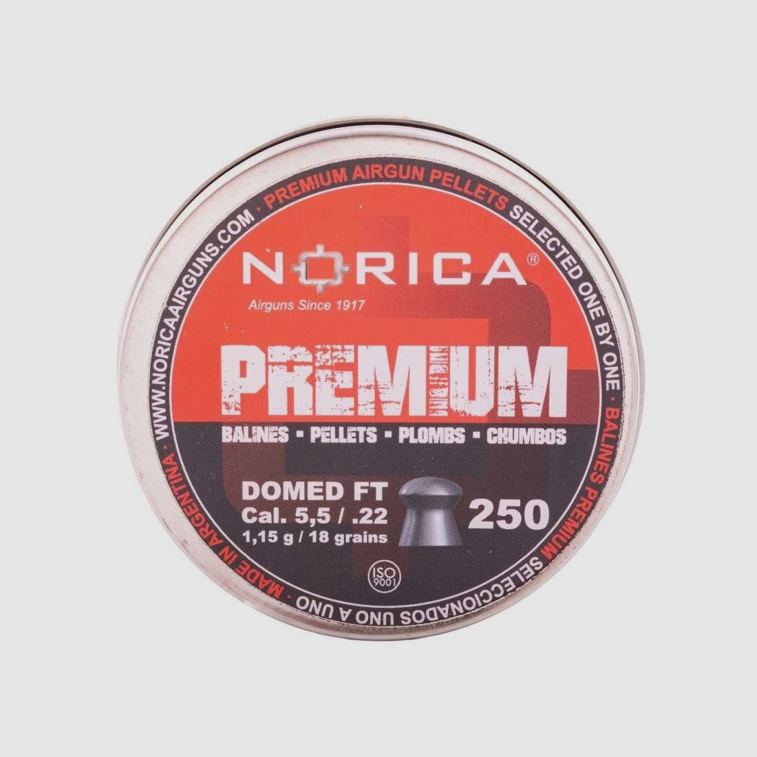 Norica Diabolo Domed Premium Line 5,5 mm / 1,15 g / 250 pz, immagine 2 di 3